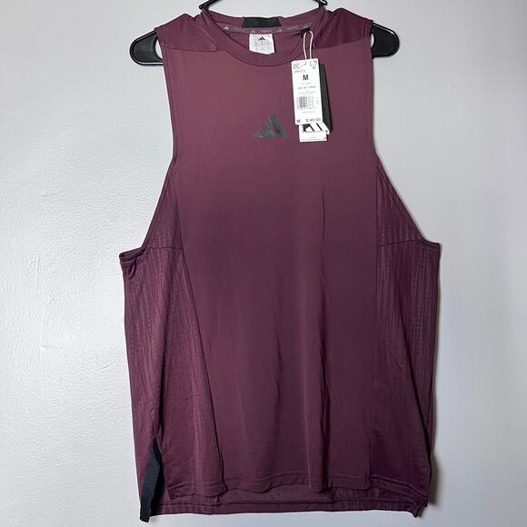 Adidas Men’s Training Tank Top M Burgundy Sleeveless Gym Shirt ClimaCool NWT $40 - Picture 9 of 9